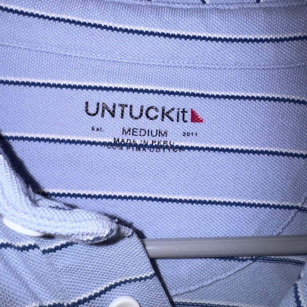 UNTUCKit Men’s Short Sleeve Polo Shirt Pima Cotton Blue‎ Medium